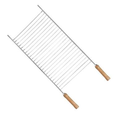 Imagem de Grelha para Churrasco Simples 71cm em Arame Cromado Fácil de Limpar para Assar Alimentos Prata Mor