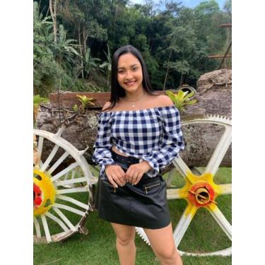Imagem de Blusa Ciganinha Xadrez - DC Fashion, Azul