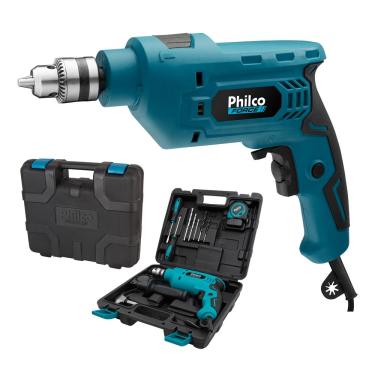 Imagem de Kit Furadeira de Impacto Philco PFU01MF com Mandril 3/8 e Maleta com 11 Peças - 650W