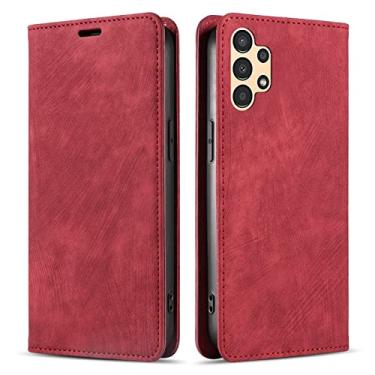 Imagem de ZiEuooo Capa de couro vintage carteira com proteção total para Samsung Galaxy S10/S10 Plus A21S A20S A10S Note 20 Ultra capa traseira, suporte para cartão (vermelho, S10 4G)