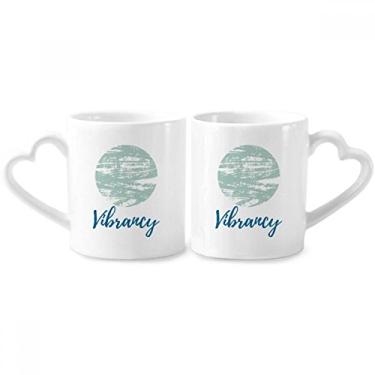 Imagem de Conjunto de canecas de porcelana para casais, arte abstrata, tinta verde, coração