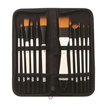 Imagem de LUGU 12pcs conjunto de pincéis de pintu pa a stas profissionais bolsa pacote de náilon pa elo cado o de madei pincéis estojo pa t nsporte de arte suprimentos presente pa crianças
