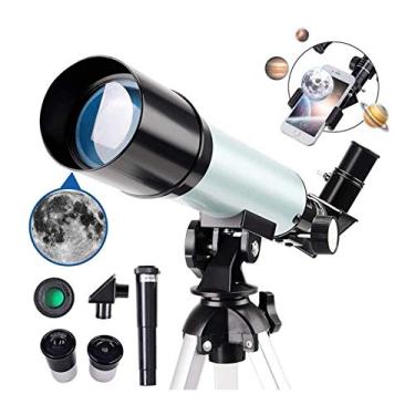 Imagem de Telescópio Telescópio de astronomia de 50 mm para iniciantes Adultos e crianças Telescópio refrator Comprimento focal de 360 ​​mm Adaptador compacto para smartphone e portátil Observando a lua Double