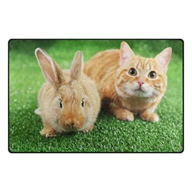 Imagem de ColourLife Tapetes leves e macios para gatos e coelho em grama verde, capacho para quartos, entrada, piso de madeira, sala de estar 78,7 x 50,8 cm (2,7 x 1,8 cm) Tapetes de berçário