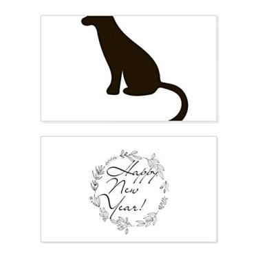 Imagem de Black Cat Cute Animal Portrayal New Year Festival Greeting Card Bless Message Present