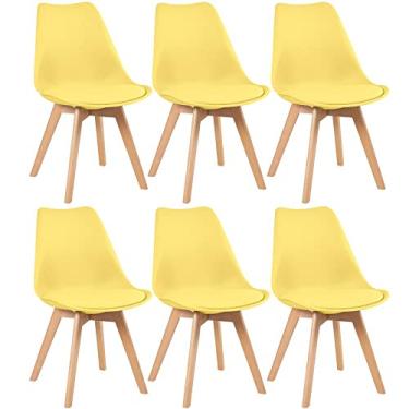Imagem de Loft7 Home Decor, Kit 6 Cadeiras Leda com Assento Estofado - Amarelo