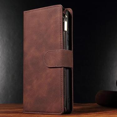 Imagem de Carteira Multi-Function Zipper Case Para Xiaomi Para Redmi 10 10A 10C 9 9A 9C 9T 8 8A 7A Nota 12 11S 11 Pro 10 Pro 9 8 Pro 7 Poco M5 M5s, Café, Para Redmi 9C (9C NFC)