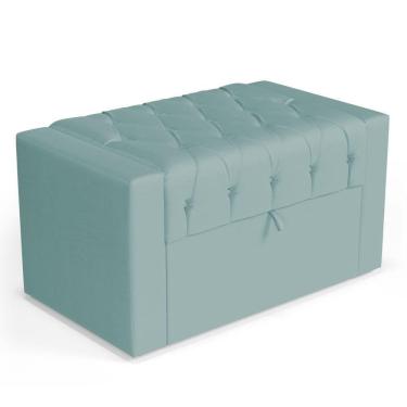 Imagem de Calçadeira Báu Solteiro Atena 90cm Capitonê Veludo Acqua - Desk Design