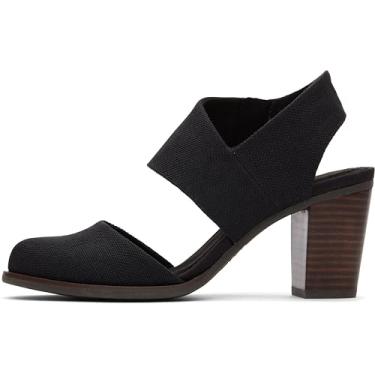 Imagem de TOMS Sandália atlética feminina Majorca fechada com tira traseira casual salto médio 5 a 7,6 cm - preta, Lona preta, 36