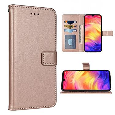 Imagem de FDCWTSH Compatível com Xiaomi Note 7/7s/7Pro Capa carteira alça de pulso couro flip capa suporte suporte acessórios celulares capas de telefone para Xiami Xiomis Xiome Redme Note7 Pro ouro rosa
