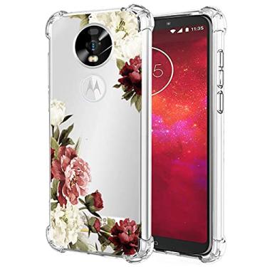 Imagem de Zoeirc Capa para Moto Z3, Motorola Z3 Play capa transparente para meninas e mulheres, capa protetora transparente de TPU macio à prova de choque para Motorola Moto Z3 (flor de flor)