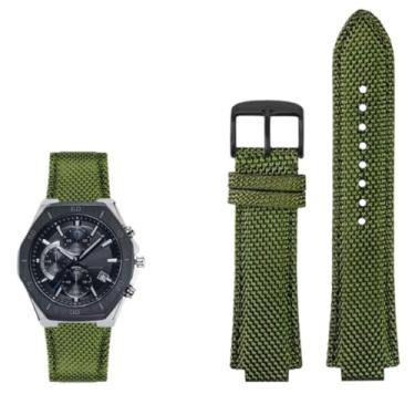 Imagem de waillynice Pulseira de relógio inferior de lona de nylon para Casio Edifice Series GST-B400 EFB-680 ECB-10D 26 x 14 pulseira (pino Armygreen BK)