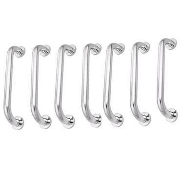 Imagem de Alça de Apoio Barra 30cm Inox Kit 7 Unidades Idoso Cadeirante Banheiro