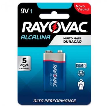 Imagem de Bateria Rayovac 6LR61 Alcalina 9V Blister com 01 Unidade