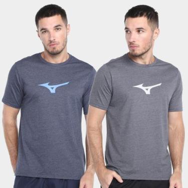 Imagem de Kit com 2 Camisetas Mizuno Lifestile Masculino, Marinho, Azul, G