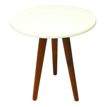 Imagem de 2 Mesinha Mesa Yumi Redonda 45cm Pe Palito 60cm Tripe - Jthome, Branco