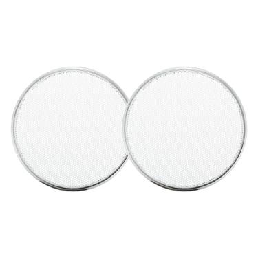 Imagem de ACROPIX Capa universal para grades de alto-falante de carro de 7,6 cm em malha redonda para alto-falante de áudio de 7,6 cm capa protetora de subwoofer revestimento de ferro prateado branco - Pacote