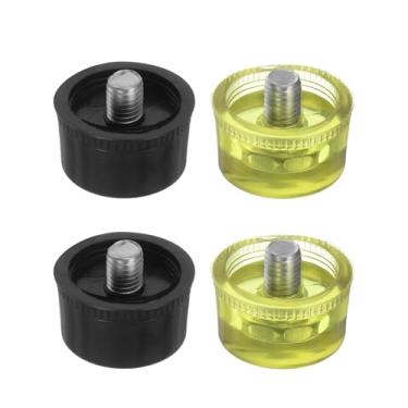 Imagem de HARFINGTON 2 conjuntos de cabeças de substituição de martelo 45 mm/1,8" de diâmetro, acessórios de martelo de plástico e poliuretano para artesanato em couro, instalação de piso de madeira, preto e