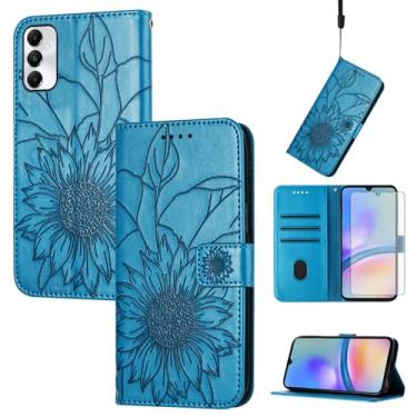 Imagem de Asuwish Capa de telefone para Samsung Galaxy A05s/A05 com protetor de tela de vidro temperado e estampa floral, capa carteira de couro com suporte para cartão de crédito, acessórios para celular Ao5s