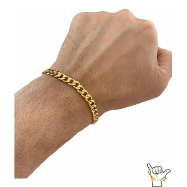 Imagem de Pulseira Pit Bull 6mm Banhado A Ouro 18k Luxo Masculino - MK Jóias