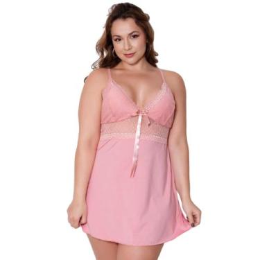 Imagem de Camisola Sensual Plus Size de Renda Sem Bojo Linha Noite Pijama Verão 