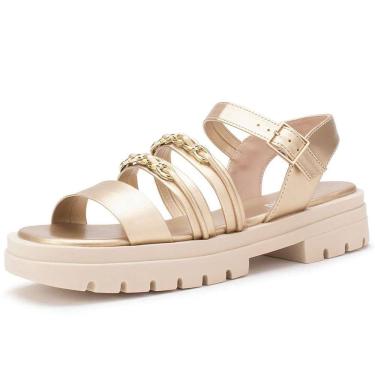 Imagem de Sandalia Feminina Conforto Tratorada Correntes Sua Cia