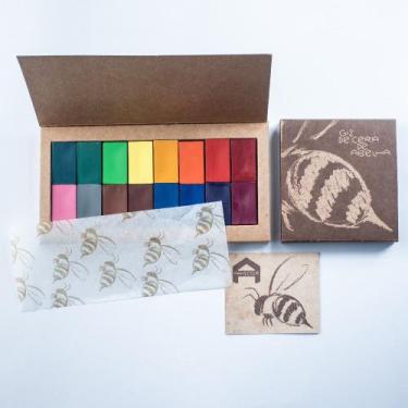 Imagem de Giz de cera de abelha tablete caixa com 16 cores - APISCOR