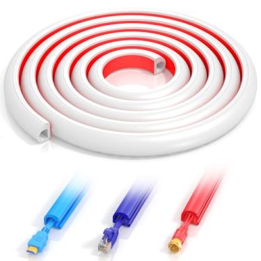 Imagem de Escondedor de cabo de TV autoadesivo de 118 polegadas, gerenciamento de cabos flexíveis de áudio doméstico, canais de cabos coaxiais RG6, ocultador de cabo HDMI, branco (3 m)