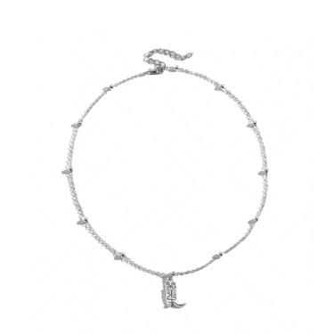 Imagem de colobublie Colar com pingente de chapéu de cowboy cowgirl, banhado a prata, boho, botas personalizadas, corrente ajustável, para homens, estilo ocidental, country, feminino, festa de aniversário,
