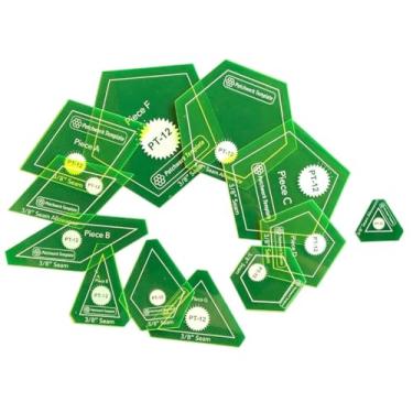 Imagem de Bequilter Conjunto de moldes de colcha de retalhos/peças de papel inglês, 12 peças, costura de 0,9 cm