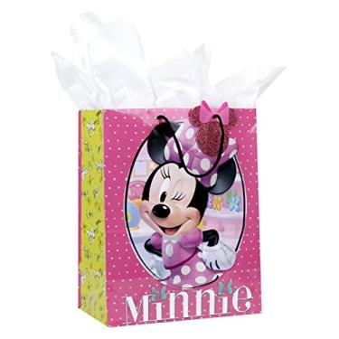 Imagem de Hallmark Bolsa de presente grande de 33 cm com papel de seda (Minnie Mouse) para aniversários, festas infantis ou qualquer ocasião