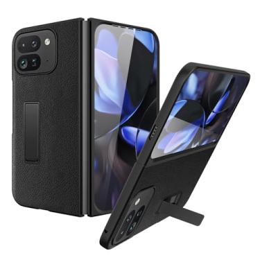 Imagem de Miimall Capas à prova de choque para Pixel 9 Pro, [suporte e proteção de dobradiça] [proteção com tudo incluído] Capa de couro antiqueda para Google Pixel 9 Pro Fold Slim Case, preta