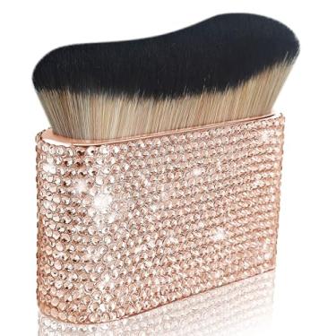 Imagem de Yivaiks Pincel autobronzeador Bling Kabuki Pincel de bronzeamento com strass ultra denso e grosso de cabeça larga para maquiagem de pernas impecáveis (strass preto quadrado)