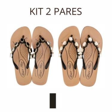 Imagem de Kit 2 Pares Chinelo Feminina Para Dores Esporão Terapia dos Pés, Branc