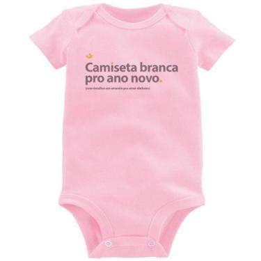 Imagem de Body Bebê Camiseta branca de ano novo - Foca na Moda, Rosa bebê, P