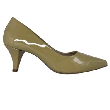 Imagem de Scarpin Sapatos Salto Baixo 5cm Fino Mozione Conforto Macio (Bege, BR, Adulto, Numérico, 35)