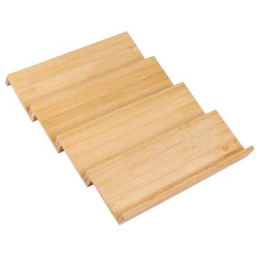 Imagem de Organizador de gaveta de especiarias de bambu, rack empilhável de 4 camadas para armário (12,2 cm P x 33 cm L x 4,8 cm A), organização de armazenamento de temperos