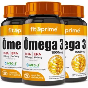 Imagem de Kit 3 Ômega 3 Óleo De Peixe 1000mg Com Selo Meg-3® 120 Cápsulas
