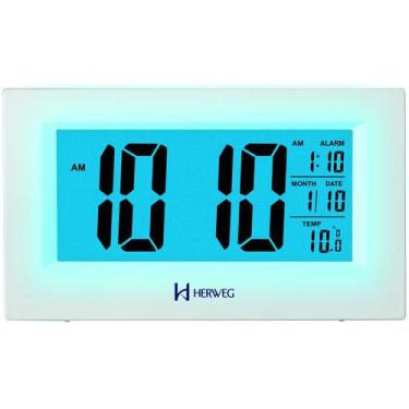 Imagem de Relógio Despertador Digital Luz Noturna Preto Herweg 2972