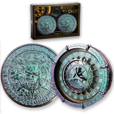 Imagem de Roulette Dice King Set -1 pair Unique Random Dice Spinner for Dungeons and Dragons d&d Pathfinder DCC Metal wheel 20 Sided Goblin Collection Accessories DM Supplies - Green Purple Blue Black Chameleon