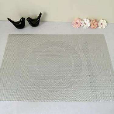 Imagem de Lugar Jogo Americano Retangular Mesa Posta Jantar Cozinha Sousplat Descanso De Prato Decorativo 1pç (Prato Prata)