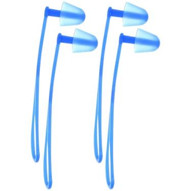 Imagem de Toddmomy 2 pares de tampões de ouvido de silicone para natação de silicone, tampões de ouvido de mergulho, tampões de ouvido de silicone, tampões de ouvido para crianças, com corda pendurada, tampões