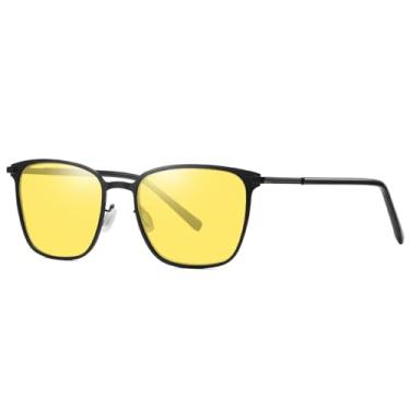 Imagem de VFDHN Óculos de sol polarizados masculinos UV400 femininos com armação de metal para direção noturna e pesca (visão noturna preta)