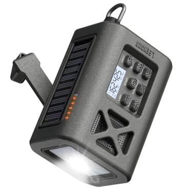 Imagem de Rádio meteorológico com manivela de emergência, rádio solar portátil NOAA/AM/FM, carregamento USB, alimentado por bateria, manivela, alarme SOS, lanterna (verde)