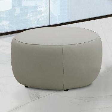 Imagem de Puff Decorativo Mariele Sala De Estar Pés Em Madeira Couro Bege G88 - Gran Belo