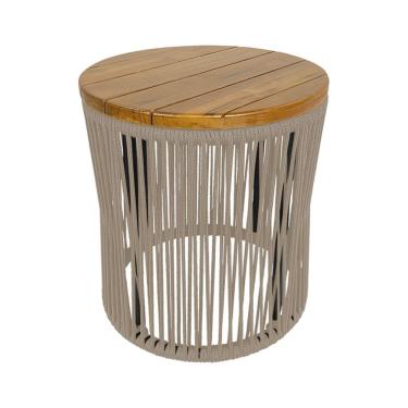 Imagem de Puff Lyon Alumínio Corda Náutica Areia - Bege