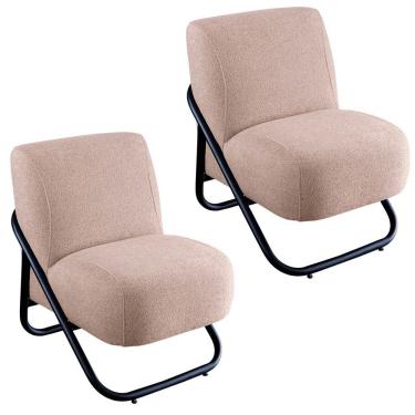 Imagem de Kit 2 Poltronas Para Sala E Escritório Decorativas Andora Linho Bege