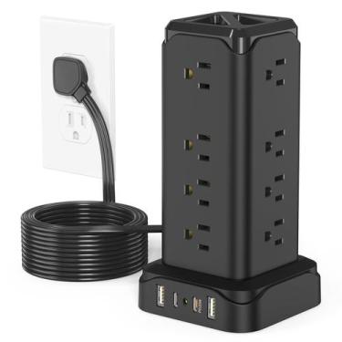 Imagem de Torre de tomadas Power Strip PASSUS 16AC com 4 portas USB de 20W