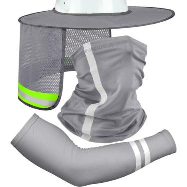 Imagem de Hard Hat Sun Hard Hat de alta visibilidade com guarda-sol no pescoço -