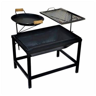 Imagem de Churrasqueira Lareira Quadrada Portátil Picanheira e Grelha